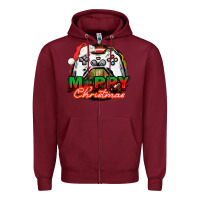 Burgundy Gamer Merry Christmas Zipper Hoodie - NancyCooperArtShop