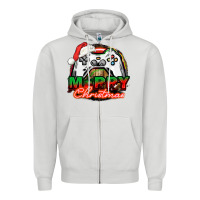 Dove Grey Gamer Merry Christmas Zipper Hoodie - NancyCooperArtShop