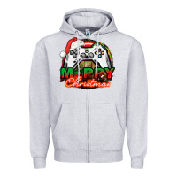 Heather Grey Gamer Merry Christmas Zipper Hoodie - NancyCooperArtShop