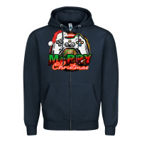 Navy Gamer Merry Christmas Zipper Hoodie - NancyCooperArtShop