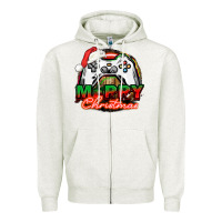 Oatmeal Heather Gamer Merry Christmas Zipper Hoodie - NancyCooperArtShop