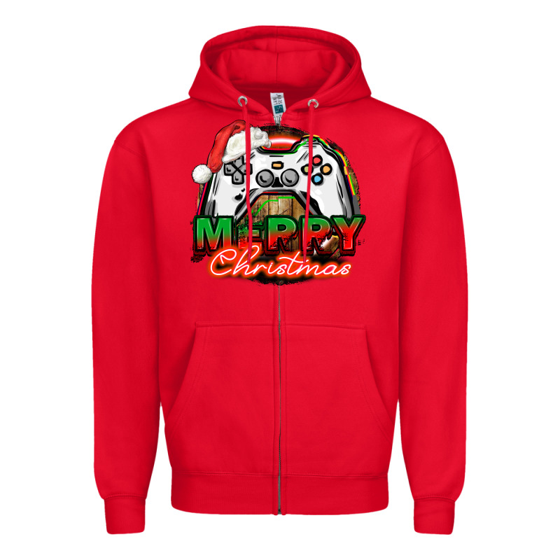 Gamer Merry Christmas Zipper Hoodie by NancyCooperArtShop | Teevron