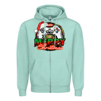 Seafoam Gamer Merry Christmas Zipper Hoodie - NancyCooperArtShop