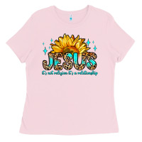 Bubblegum Pink jesus it s not religion it s a relationship Ladies Tee - Zillion Design Studio