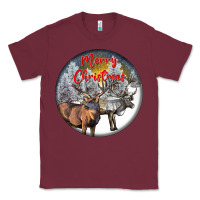 Burgundy mule buck deer christmas Classic Tee - LillyAllenDesigns