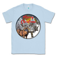 Dusty Blue mule buck deer christmas Classic Tee - LillyAllenDesigns