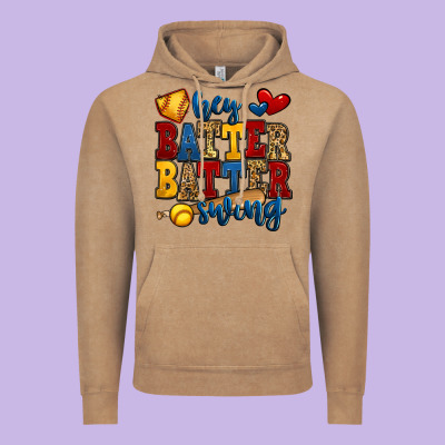 Hey Batter Batter Swing Softball Vintage Hoodie Designed By Jasminsmagicworld