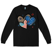 Black american flag leopard hearts Long Sleeve Tee - MaliasSmallBusiness