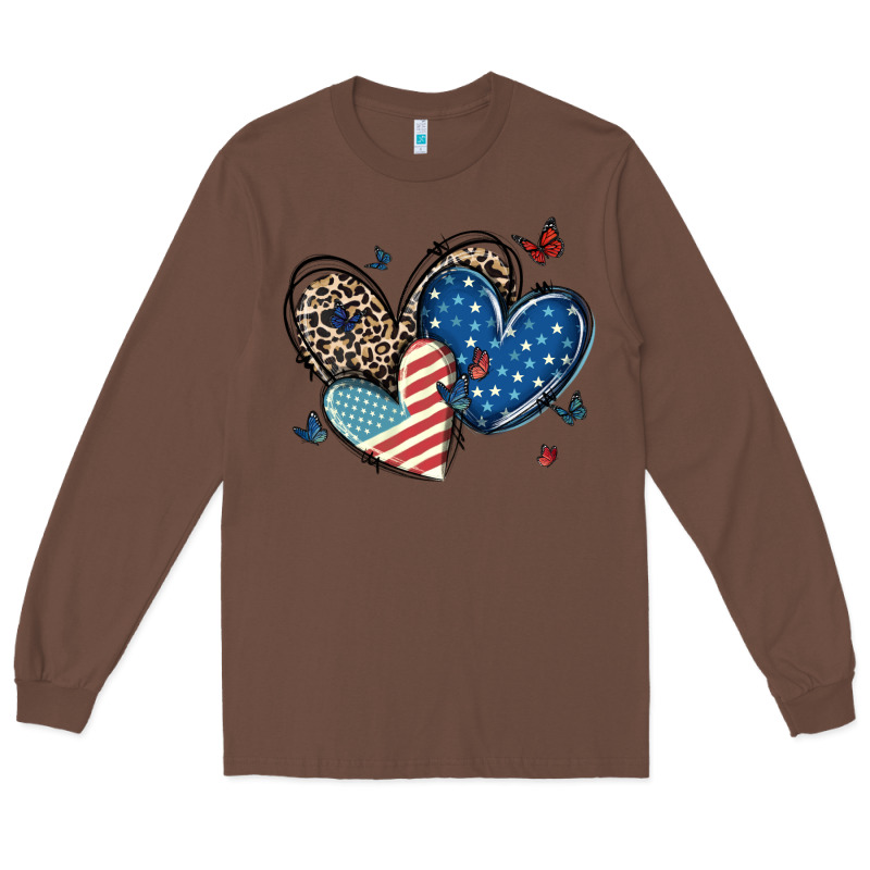 American Flag Leopard Hearts Long Sleeve Tee by MaliasSmallBusiness | Teevron