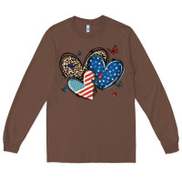 Chestnut american flag leopard hearts Long Sleeve Tee - MaliasSmallBusiness