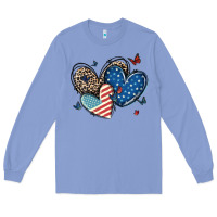 Colony Blue american flag leopard hearts Long Sleeve Tee - MaliasSmallBusiness