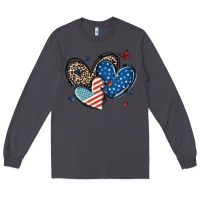 Smoke american flag leopard hearts Long Sleeve Tee - MaliasSmallBusiness