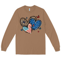 Toasted Coconut american flag leopard hearts Long Sleeve Tee - MaliasSmallBusiness