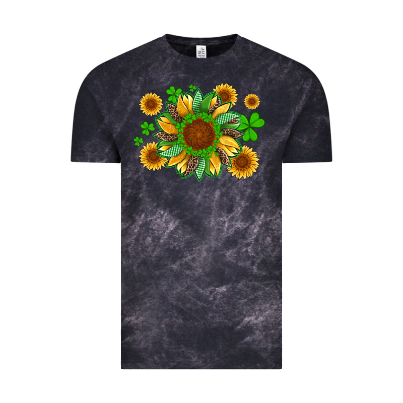 St Patricks Sunflowers With Shamrock And Glitters With Leopard Vintage Tee by Artiststas | Teevron