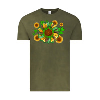 Vintage Olive st patricks sunflowers with shamrock and glitters with leopard Vintage Tee - Artiststas