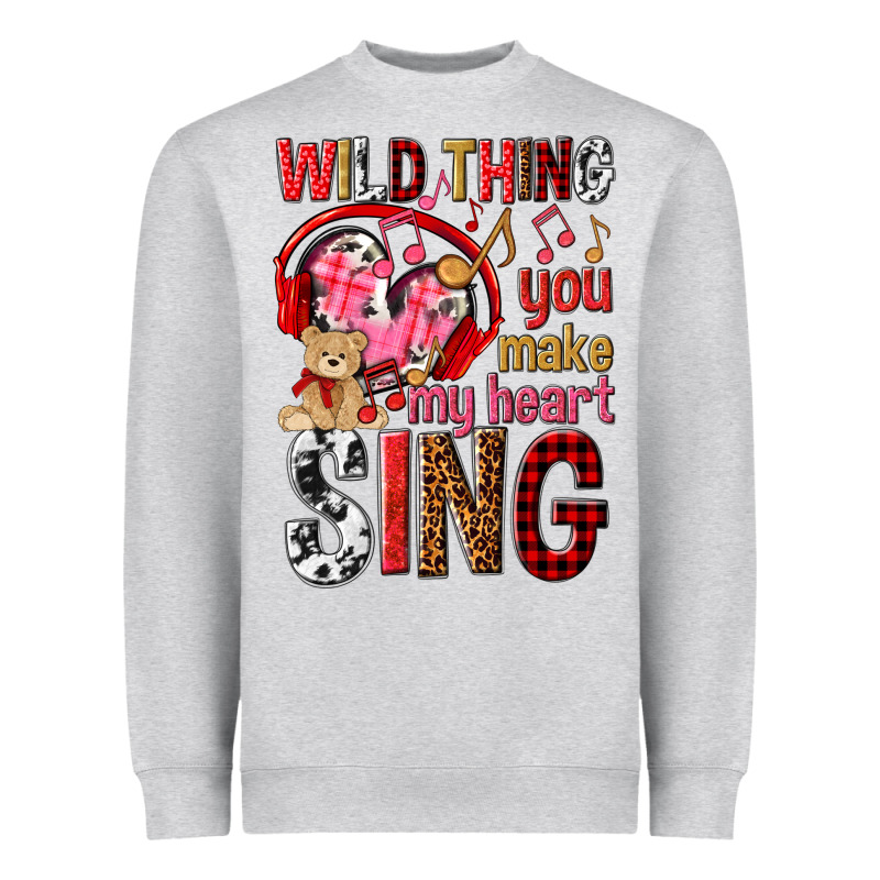 Wild Thing You Make My Heart Sing Heavyweight Sweatshirt by NancyCooperArtShop | Teevron