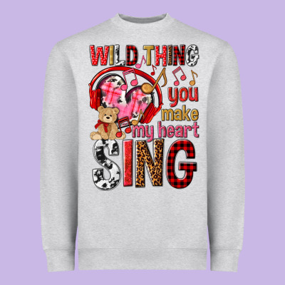 Wild Thing You Make My Heart Sing Heavyweight Sweatshirt Designed By Nancycooperartshop