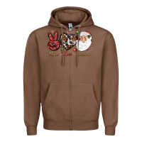 Chestnut Peace love Christmas Zipper Hoodie - NancyCooperArtShop