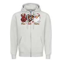 Dove Grey Peace love Christmas Zipper Hoodie - NancyCooperArtShop