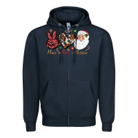 Navy Peace love Christmas Zipper Hoodie - NancyCooperArtShop