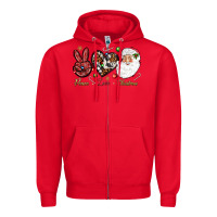 Red Peace love Christmas Zipper Hoodie - NancyCooperArtShop
