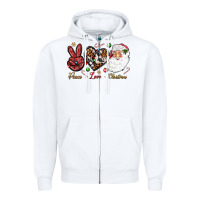 White Peace love Christmas Zipper Hoodie - NancyCooperArtShop
