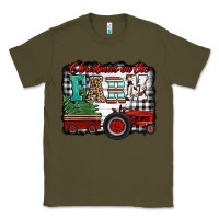 Army Green christmas on the farm tractor buffalo plaid Classic Tee - Jasminsmagicworld