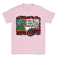 Bubblegum Pink christmas on the farm tractor buffalo plaid Classic Tee - Jasminsmagicworld