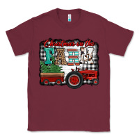 Burgundy christmas on the farm tractor buffalo plaid Classic Tee - Jasminsmagicworld