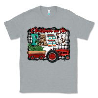 Heather Grey christmas on the farm tractor buffalo plaid Classic Tee - Jasminsmagicworld
