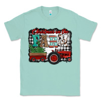 Christmas On The Farm Tractor Buffalo Plaid Classic Tee | Teevron