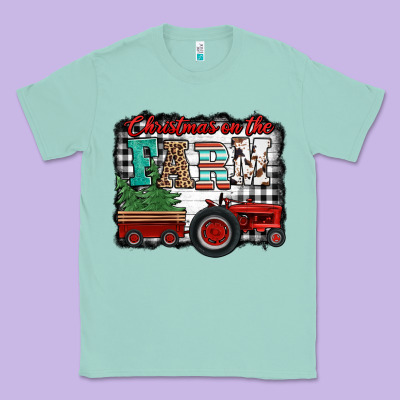 Christmas On The Farm Tractor Buffalo Plaid Classic Tee Designed By Jasminsmagicworld
