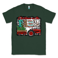 Sports Green christmas on the farm tractor buffalo plaid Classic Tee - Jasminsmagicworld