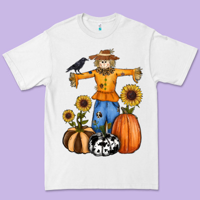 Pumpkin Sunflower Fall Scarecrow Premium Tee Designed By Ranaportraitstore