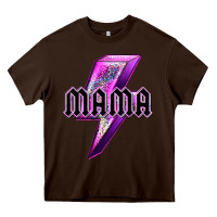 Chocolate Brown mama neon leopard lightning bolt Heavy Core Tee - texasbilliewilder