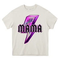Cream mama neon leopard lightning bolt Heavy Core Tee - texasbilliewilder