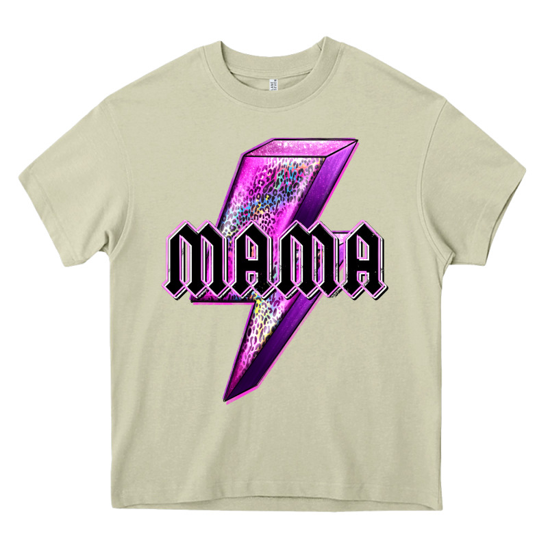 Mama Neon Leopard Lightning Bolt Heavy Core Tee by texasbilliewilder | Teevron