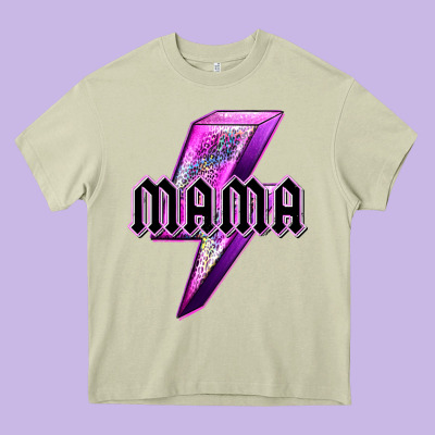 Mama Neon Leopard Lightning Bolt Heavy Core Tee Designed By Texasbilliewilder