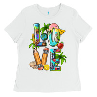 White summer love teacher Ladies Tee - texasbilliewilder