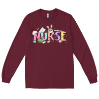 Burgundy easter nurse Long Sleeve Tee - MaliasSmallBusiness