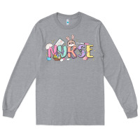 Heather Grey easter nurse Long Sleeve Tee - MaliasSmallBusiness