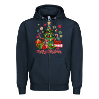 Navy merry christmas tree with gift box Zipper Hoodie - MaliasSmallBusiness