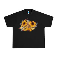 Black sunflower glitter leather patch Urban Heavy Tee - AdoDesignShop
