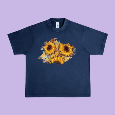 Sunflower Glitter Leather Patch Urban Heavy Tee Designed By Adodesignshop