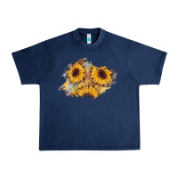 Navy sunflower glitter leather patch Urban Heavy Tee - AdoDesignShop