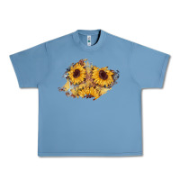 Pebble Blue sunflower glitter leather patch Urban Heavy Tee - AdoDesignShop
