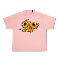 Salmon sunflower glitter leather patch Urban Heavy Tee - AdoDesignShop