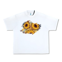 White sunflower glitter leather patch Urban Heavy Tee - AdoDesignShop