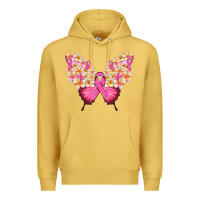 Antique Gold Pink ribbon Breast Cancer butterfly Premium Hoodie - NancyCooperArtShop