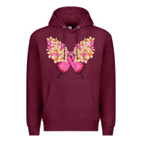 Burgundy Pink ribbon Breast Cancer butterfly Premium Hoodie - NancyCooperArtShop